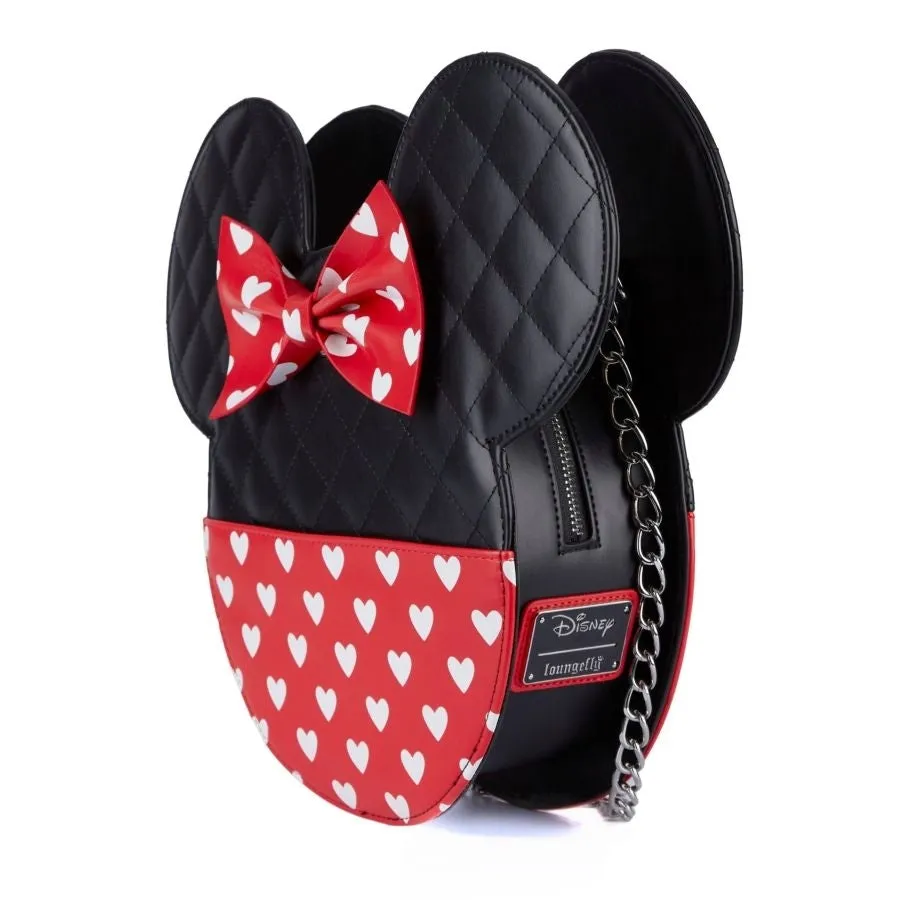 12" Disney - Mickey Mouse - Mickey and Minnie Valentines Faux Leather Crossbody Bag Loungefly