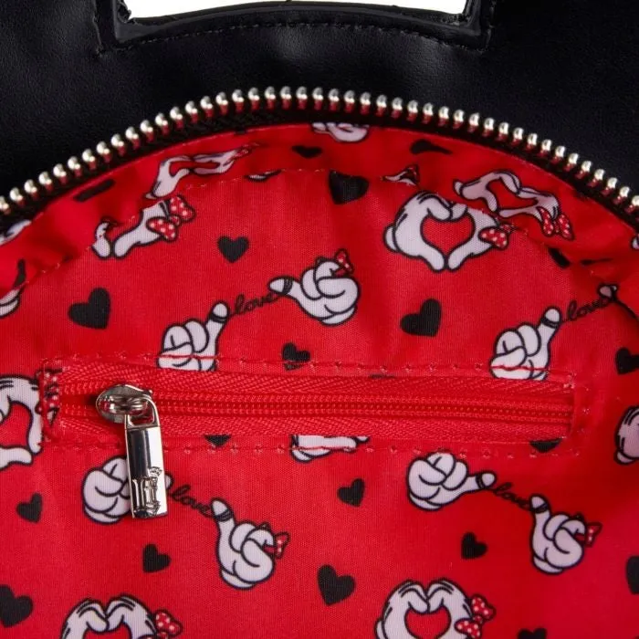 12" Disney - Mickey Mouse - Mickey and Minnie Valentines Faux Leather Crossbody Bag Loungefly