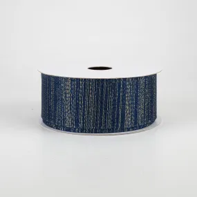 1.5" Elegant Metallic Weave Ribbon: Navy & Gold (10 Yards)