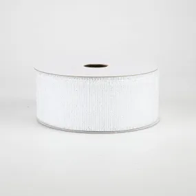 1.5" Elegant Metallic Weave Ribbon: White Iridescent (10 Yards)