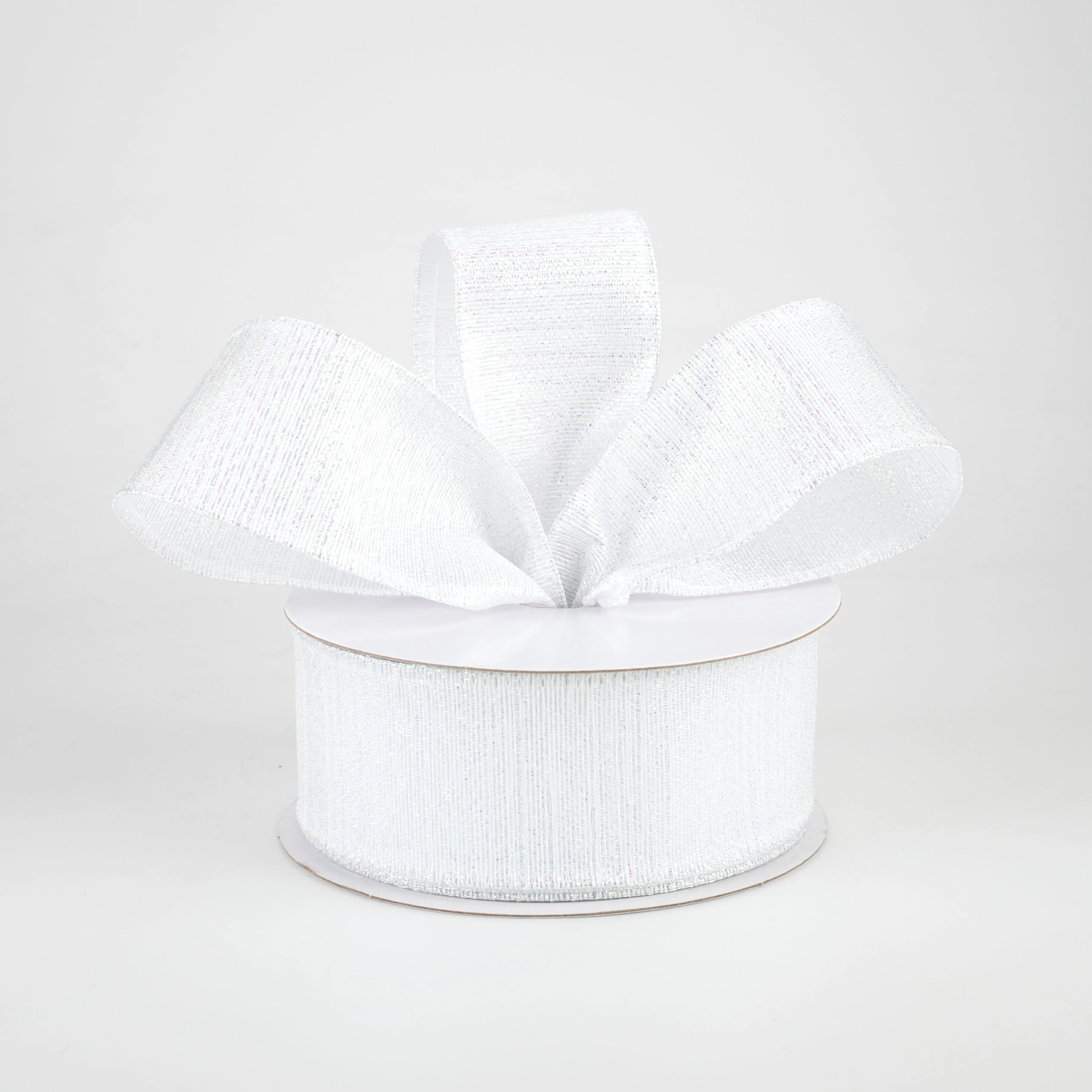 1.5" Elegant Metallic Weave Ribbon: White Iridescent (10 Yards)