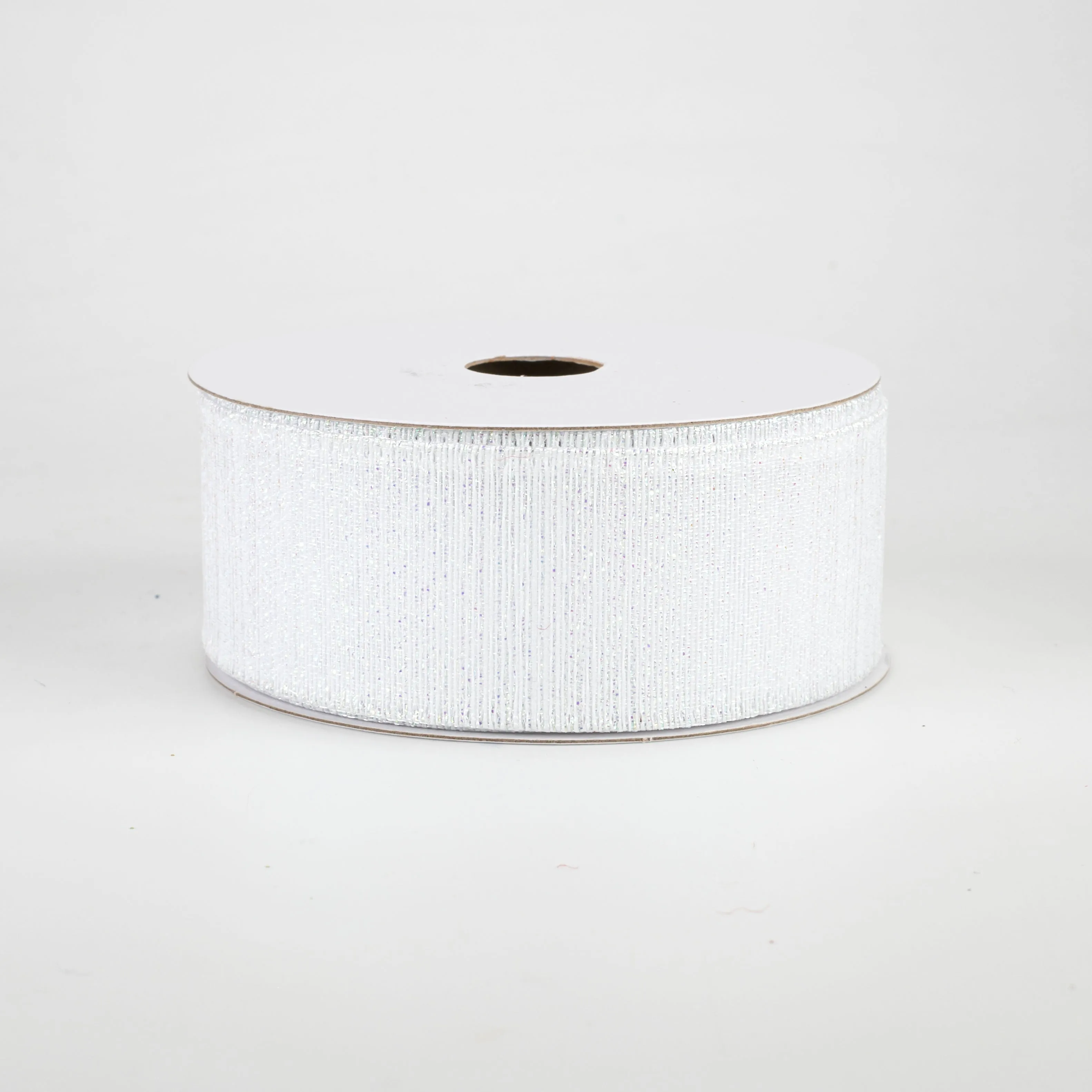 1.5" Elegant Metallic Weave Ribbon: White Iridescent (10 Yards)