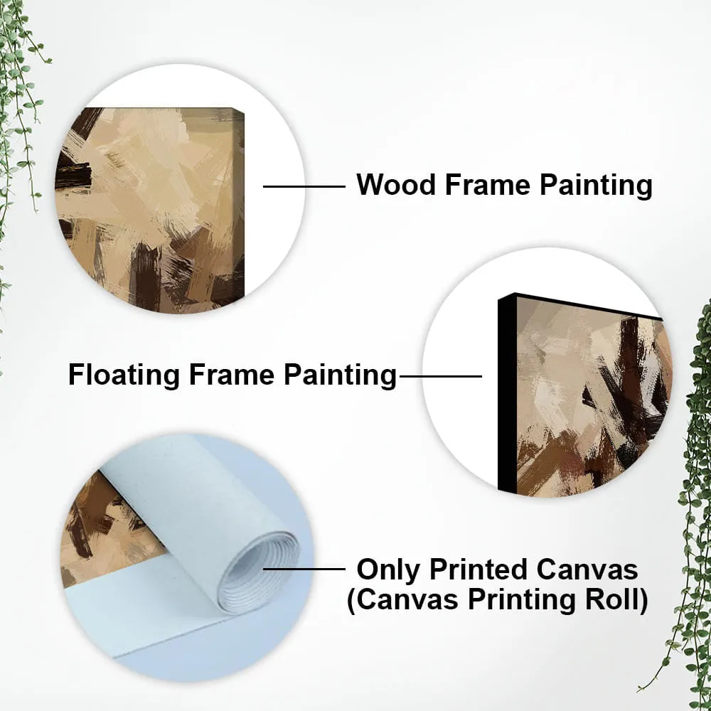 Abstract Art in Beige and Brown color Strokes Canvas Wall Painting
