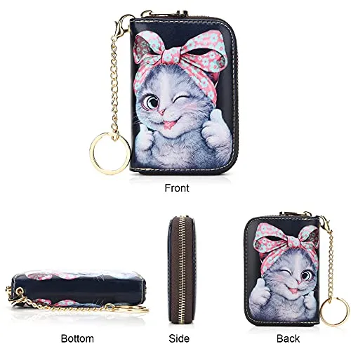 APHISON RFID Credit Card Holder Wallets for Women Leather Zipper Card Case for Ladies Girls/Gift Box 34-083