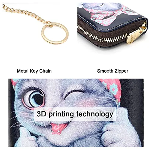 APHISON RFID Credit Card Holder Wallets for Women Leather Zipper Card Case for Ladies Girls/Gift Box 34-083