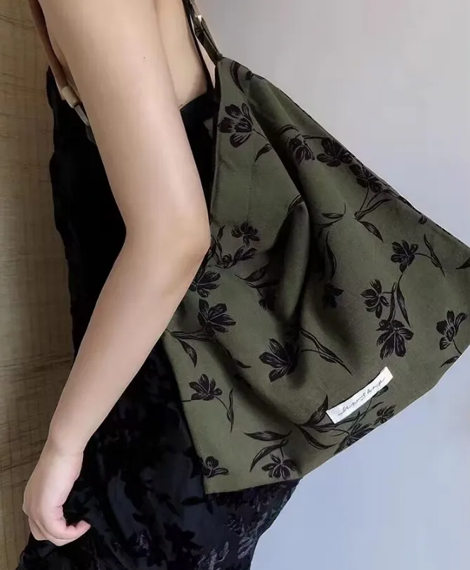 Babakud Vintage Green Floral Shoulder Bag