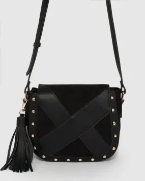 Black Alix Panel Saddle Bag