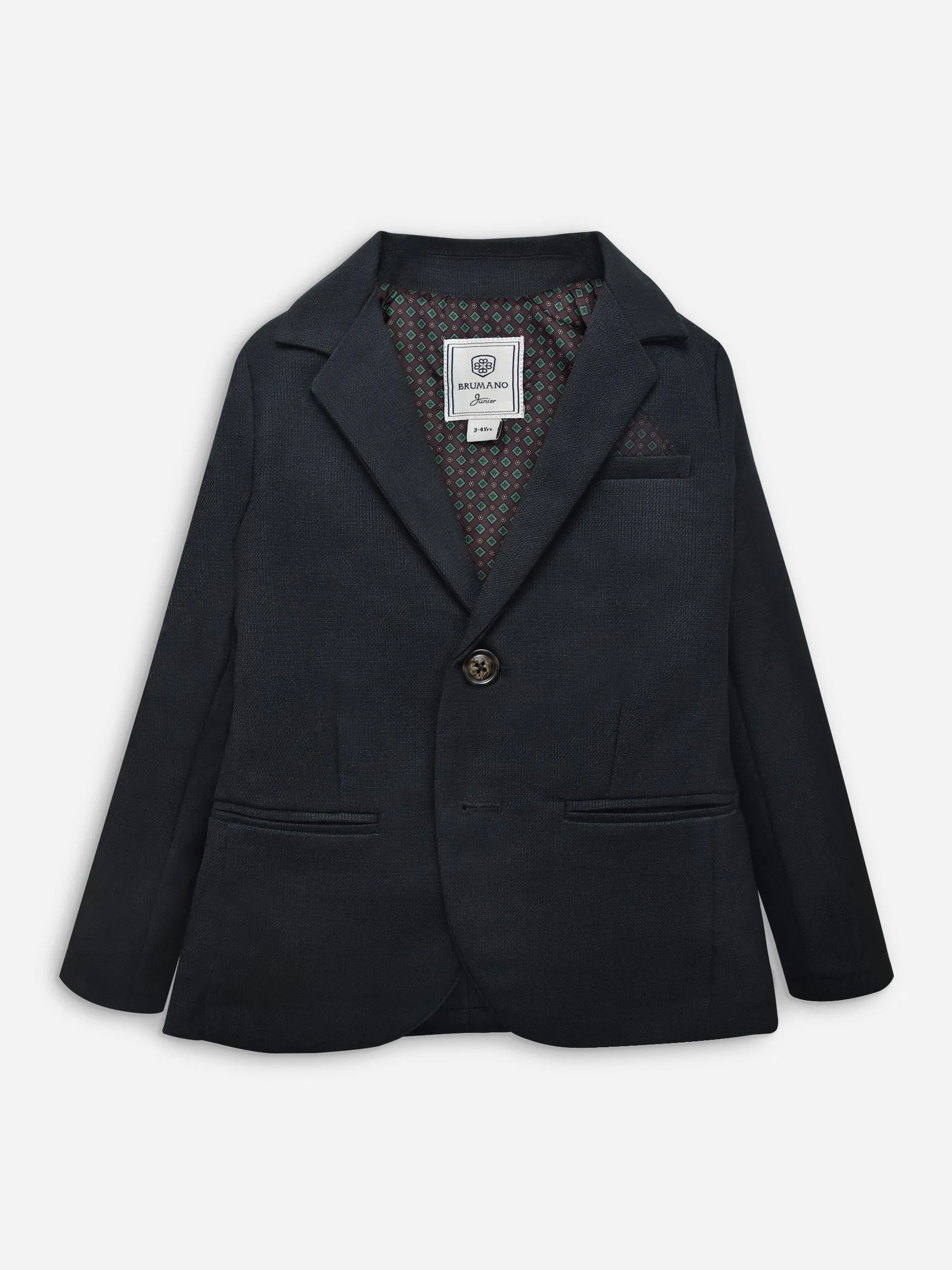 Black Wool Structured Kids Casual Blazer