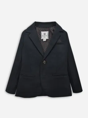 Black Wool Structured Kids Casual Blazer