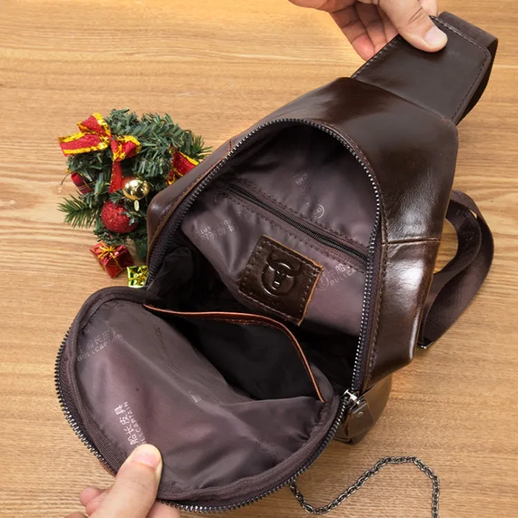 BULL CAPTAIN 520 Large-capacity Cowhide Waterproof Chest Bag with Phone Holder(Black)