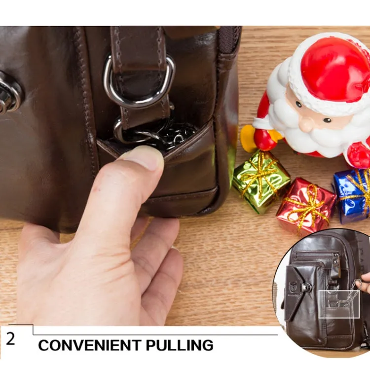 BULL CAPTAIN 520 Large-capacity Cowhide Waterproof Chest Bag with Phone Holder(Black)
