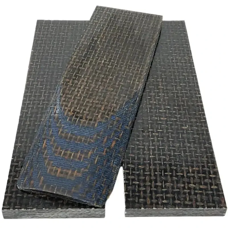 Burlap w/ Blue Canvas Micarta- "Kamari"- 1/4" x 1.5" x 5" Scales