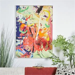 Canvas Art - Multi Colored Abstract Paint Splatter Wall Art Decor - 28" X 2" X 40"