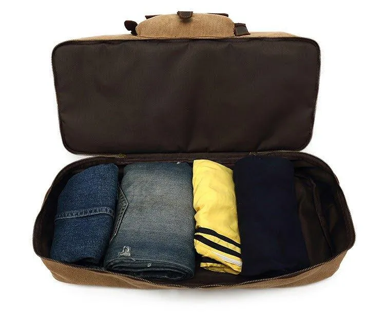 Canvas Weekender Bag with Bottom Shoe Compartment