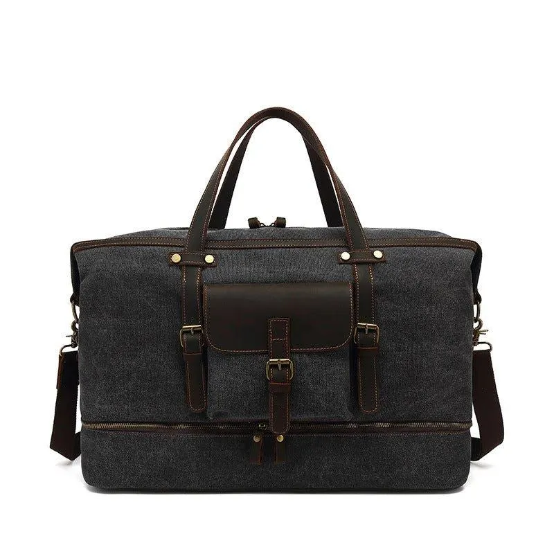 Canvas Weekender Bag with Bottom Shoe Compartment