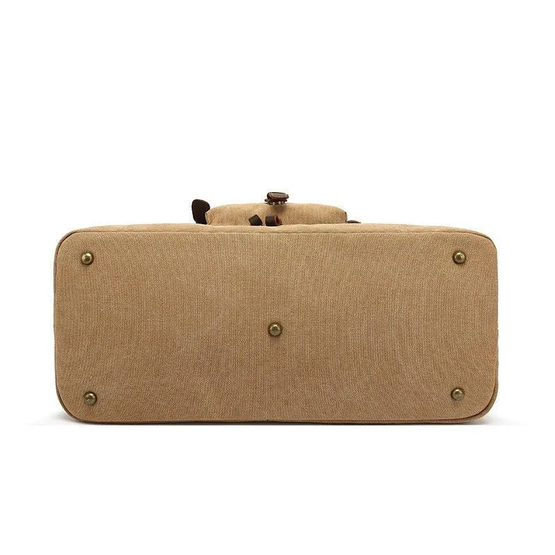 Canvas Weekender Bag with Bottom Shoe Compartment