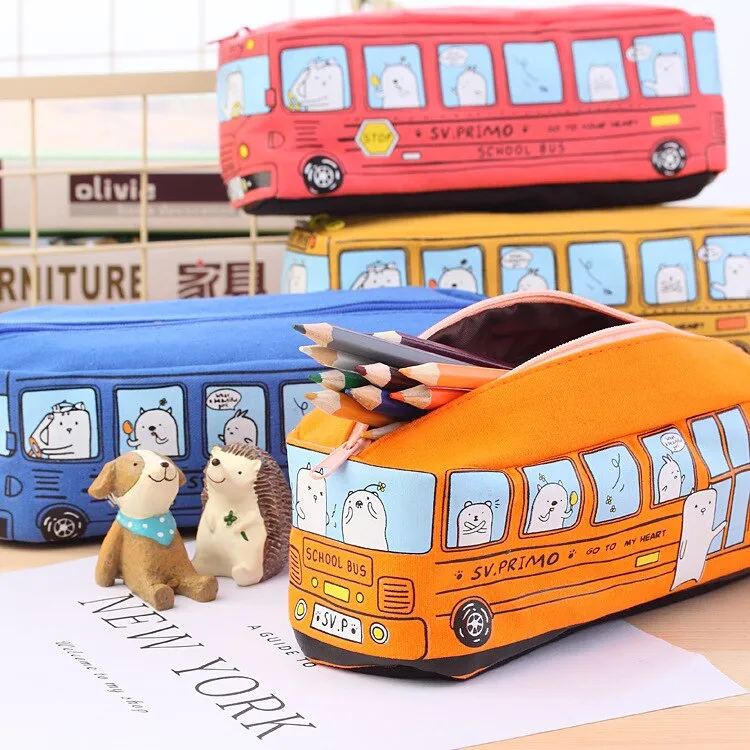 Cartoon Bus Pencil Bag