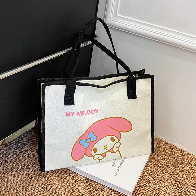 Cartoon Clow M Printed Canvas Bag Women's Sanrio Melody Shoulder Bag Fashion All-Match Underarm Tote Bag