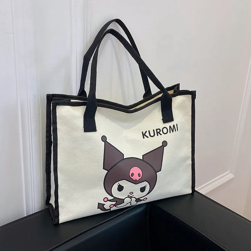 Cartoon Clow M Printed Canvas Bag Women's Sanrio Melody Shoulder Bag Fashion All-Match Underarm Tote Bag