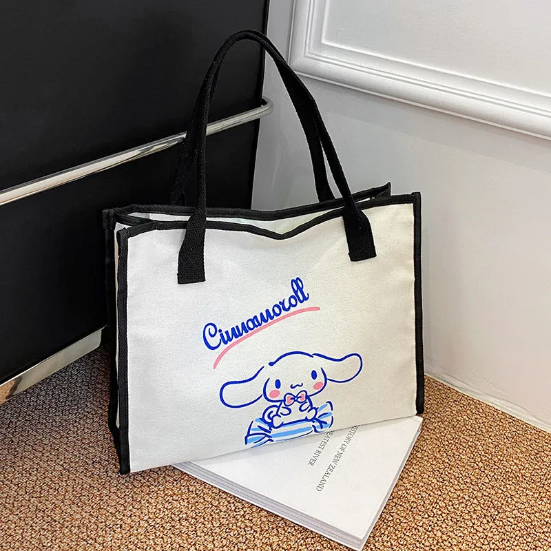 Cartoon Clow M Printed Canvas Bag Women's Sanrio Melody Shoulder Bag Fashion All-Match Underarm Tote Bag