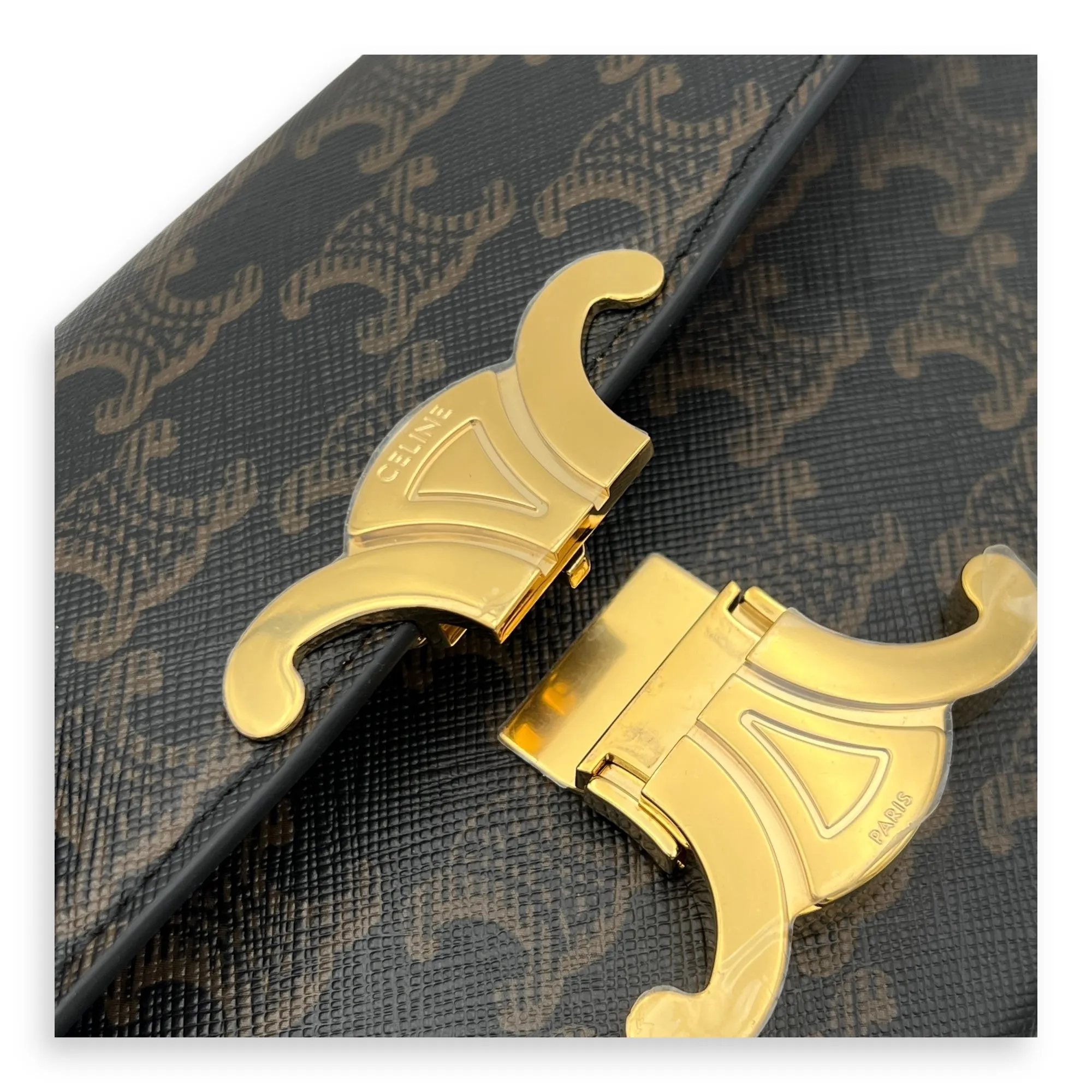 Claude Triomphe Shoulder Bag Brown in Coated Canvas, Gold hardware