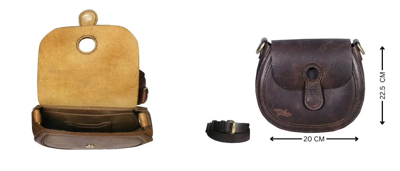 Dark brown round vintage cross-bag