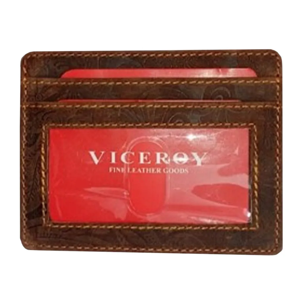 Embossed Leather Card Organizer Wallet - 3010