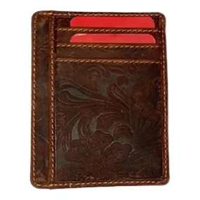 Embossed Leather Card Organizer Wallet - 3010