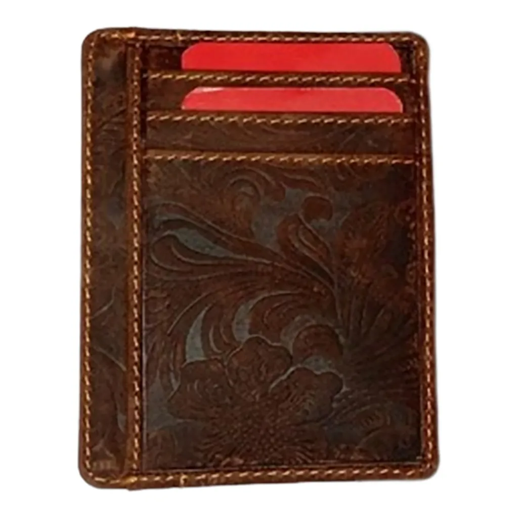 Embossed Leather Card Organizer Wallet - 3010