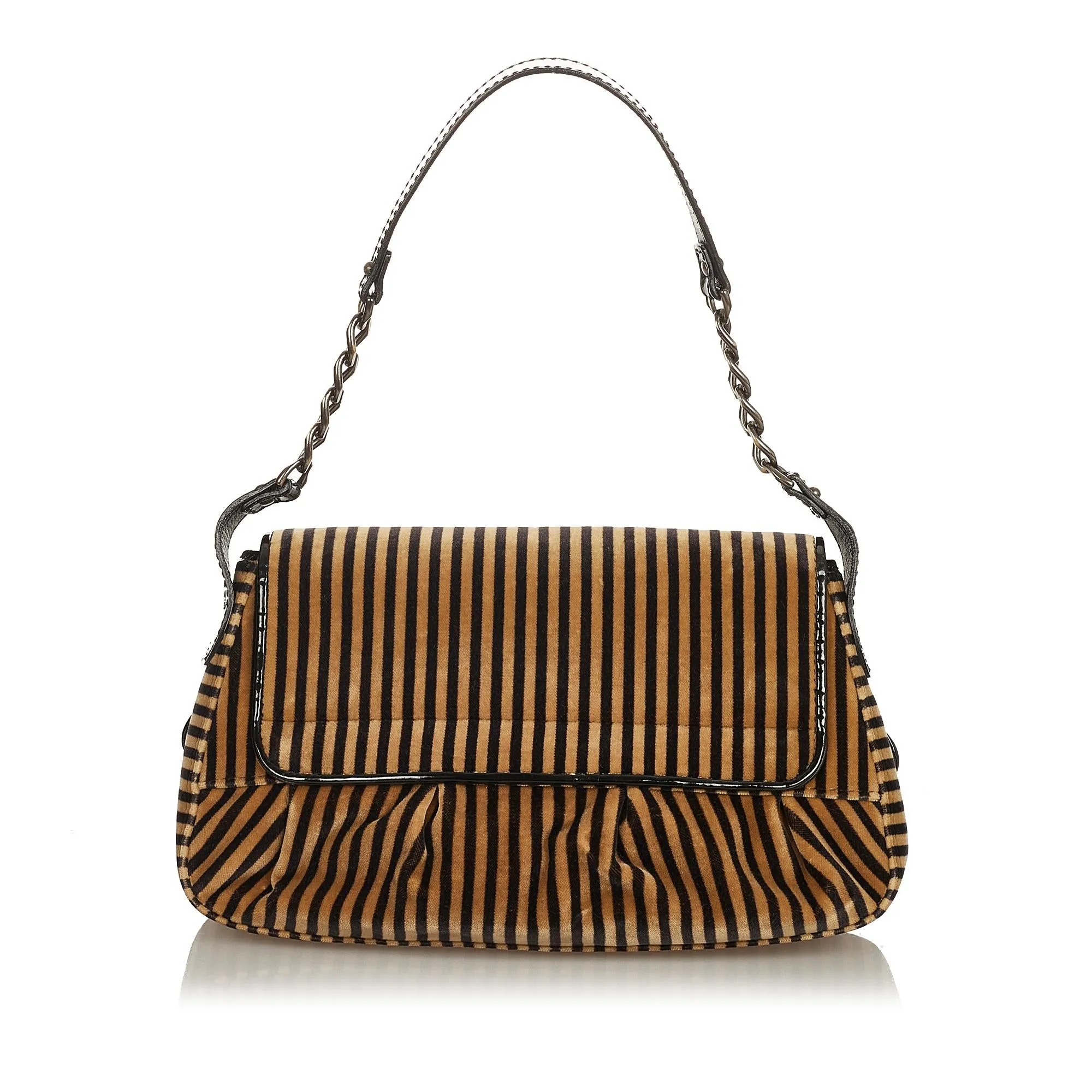 Fendi Pequin Velvet Shoulder Bag (SHG-28518)
