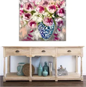 Full bloom peonies  - original on canvas 90x100 Cm