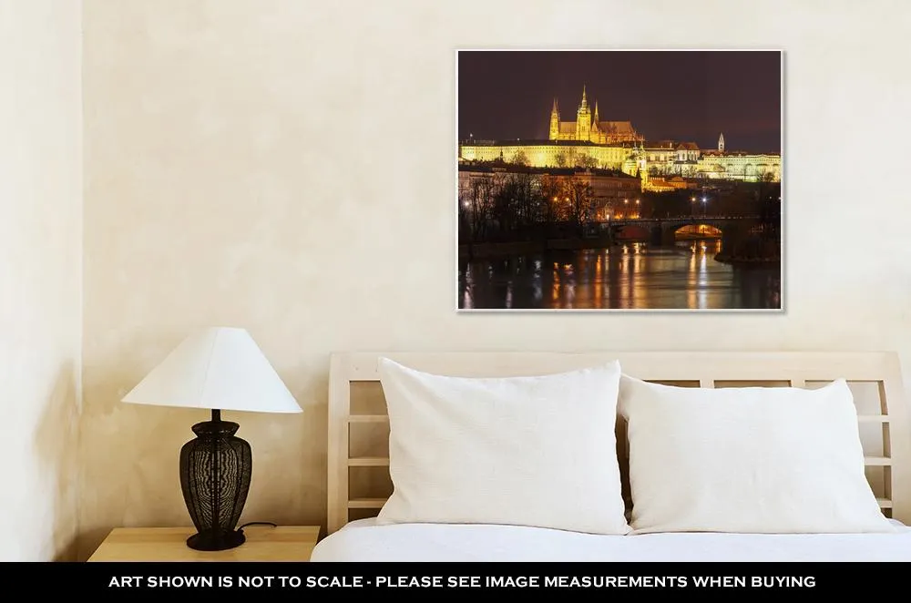 Gallery Wrapped Canvas, Prague Castle Charles Bridge Little Quarter Night Prague Czech