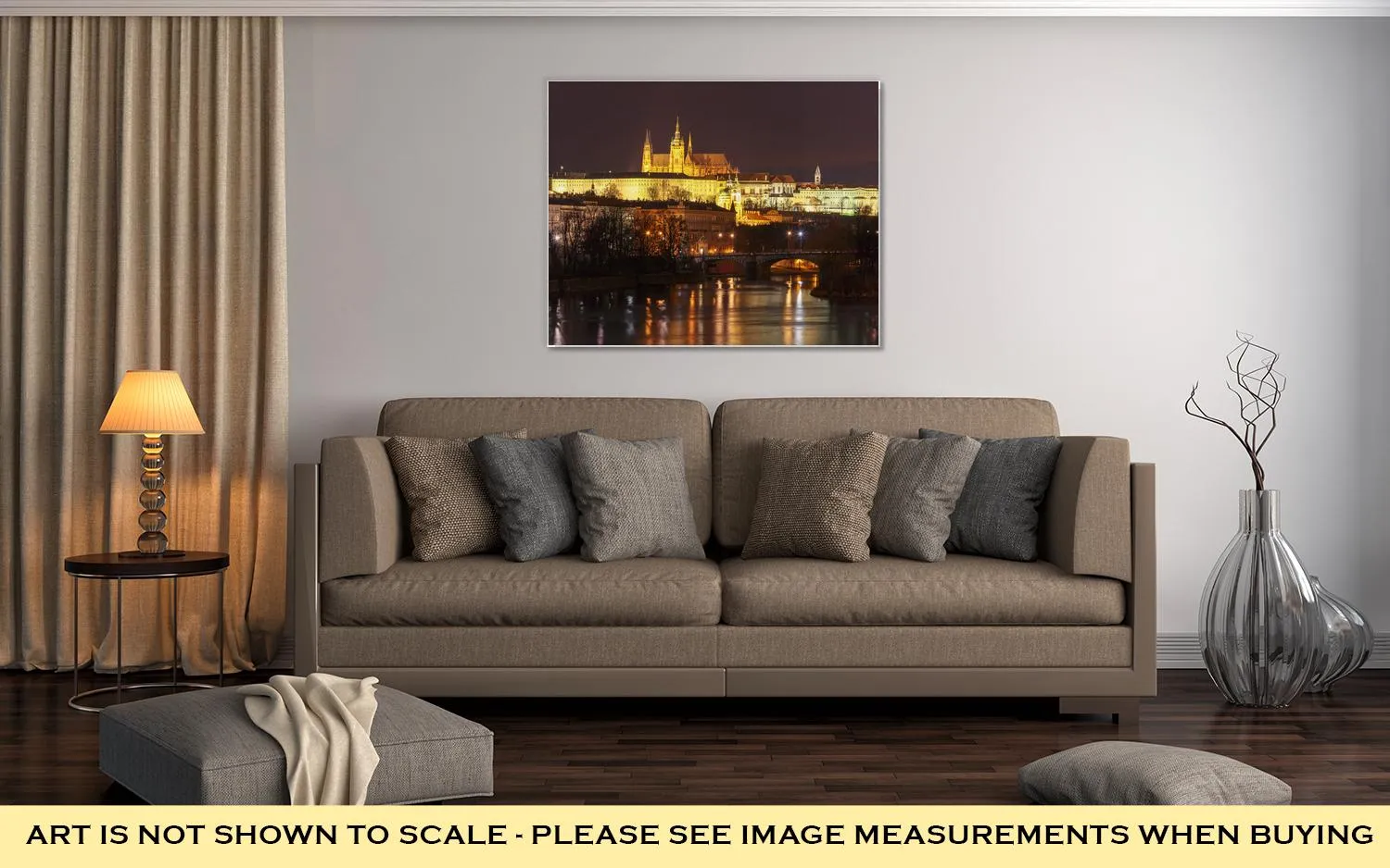 Gallery Wrapped Canvas, Prague Castle Charles Bridge Little Quarter Night Prague Czech