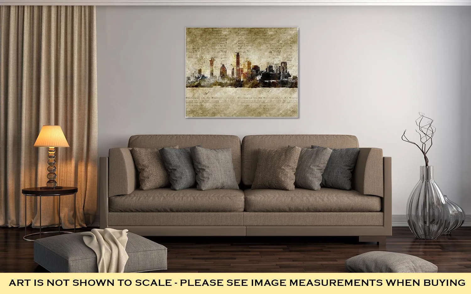 Gallery Wrapped Canvas, Skyline Of Dallas In Modern And Abstract Vintage Look