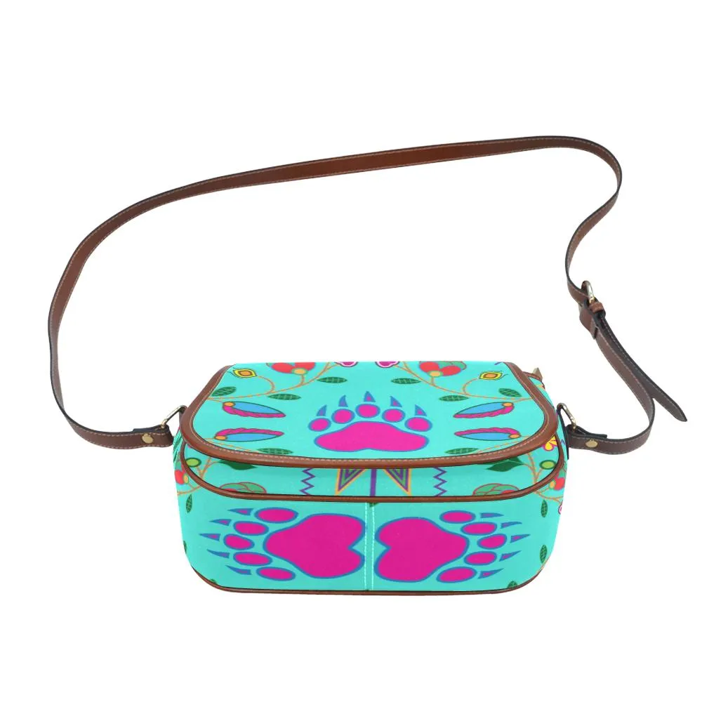 Geometric Floral Fall - Sky Saddle Bag/Small