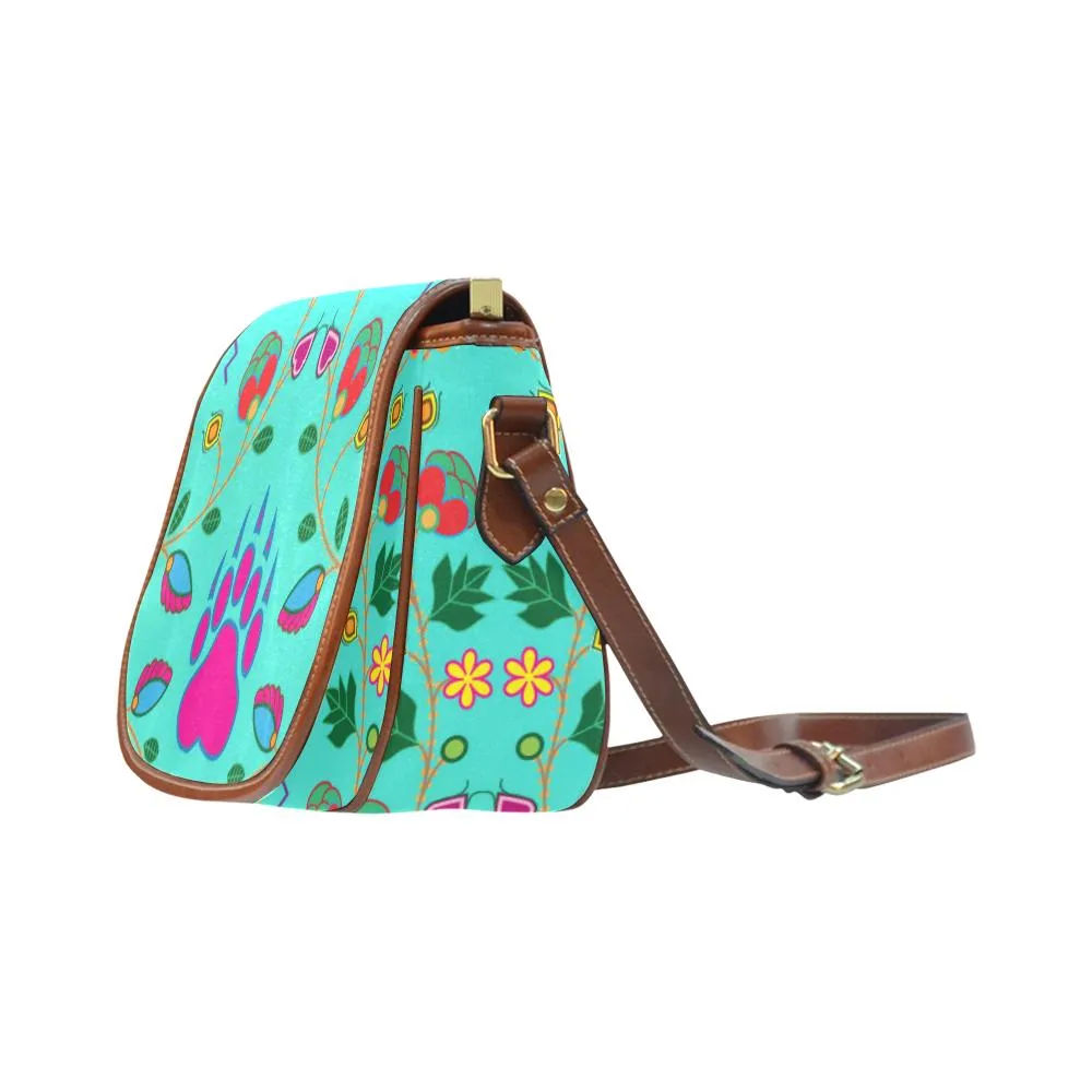 Geometric Floral Fall - Sky Saddle Bag/Small