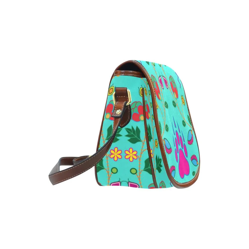 Geometric Floral Fall - Sky Saddle Bag/Small