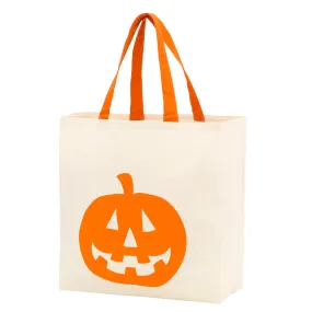 Halloween Trick or Treat Canvas Tote Bag with Pumpkin