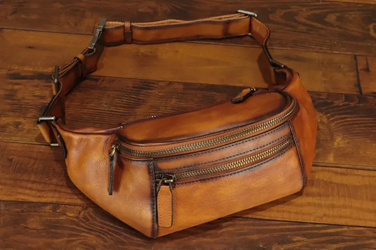 Handmade Leather Womens Waist Purses Chest Bag For Women