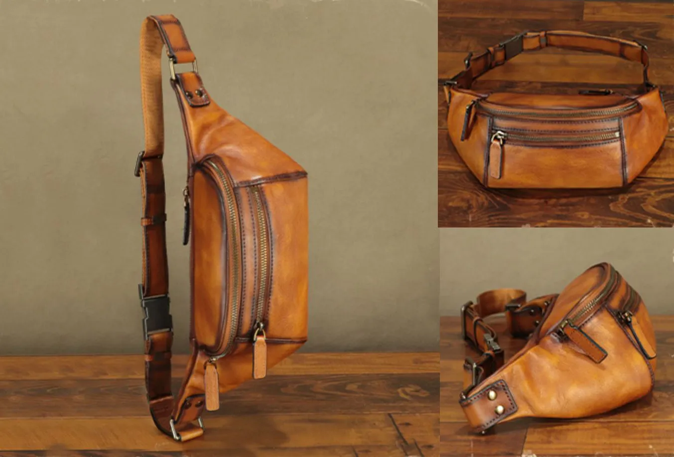 Handmade Leather Womens Waist Purses Chest Bag For Women