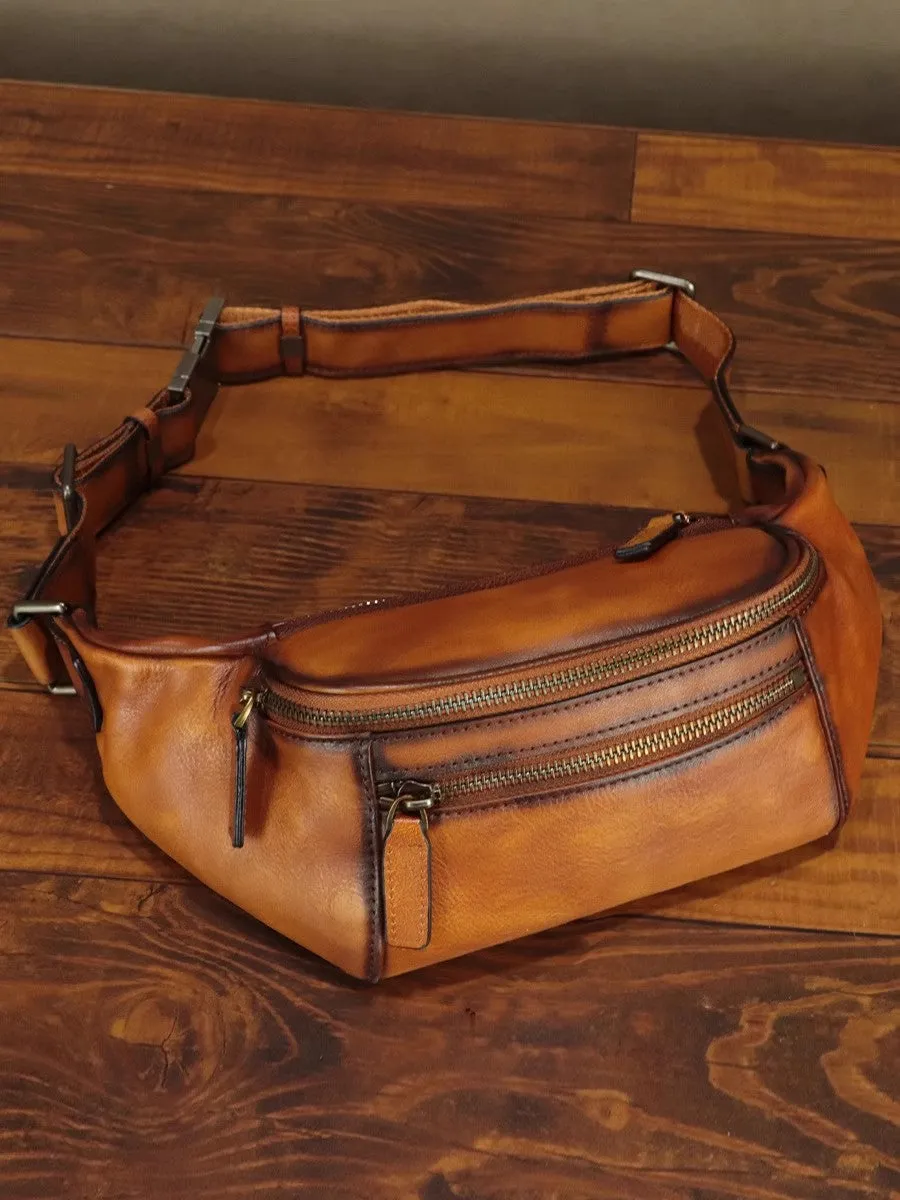 Handmade Leather Womens Waist Purses Chest Bag For Women