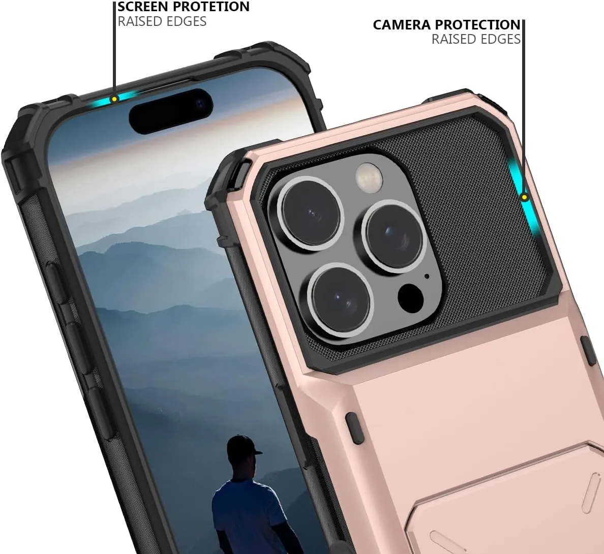 iPhone 16 Pro Case Card Holder Heavy Duty Dual Layer Shockproof Wallet Case with Hidden Card Slot Large Storage Cover White