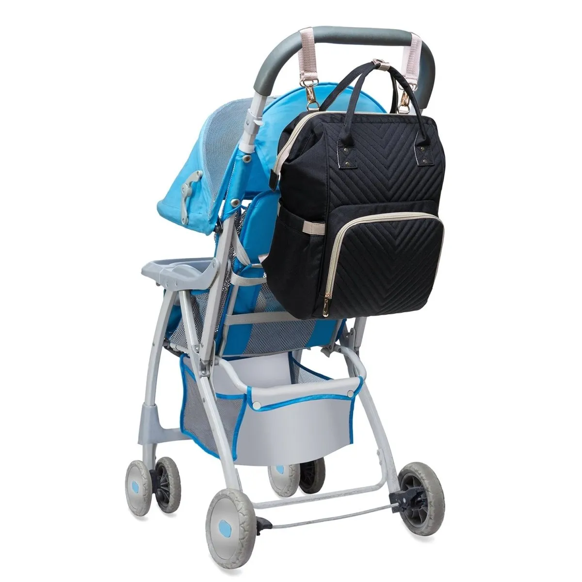 KAUKKO Diaper Bag Backpack with Pacifier Holder and Stroller straps - for Mom and Dad, Waterproof, one size, KT01-4 ( Santorini Black / 18L）