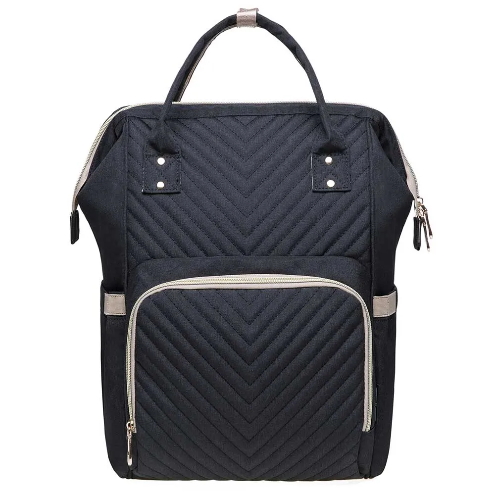 KAUKKO Diaper Bag Backpack with Pacifier Holder and Stroller straps - for Mom and Dad, Waterproof, one size, KT01-4 ( Santorini Black / 18L）