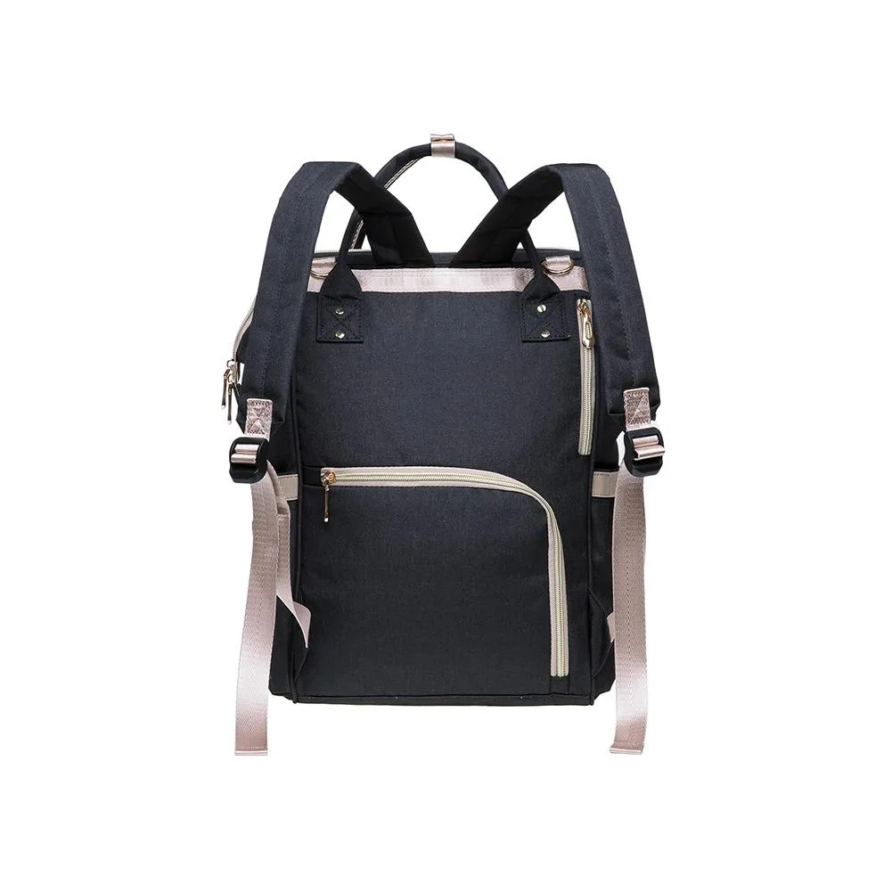 KAUKKO Diaper Bag Backpack with Pacifier Holder and Stroller straps - for Mom and Dad, Waterproof, one size, KT01-4 ( Santorini Black / 18L）