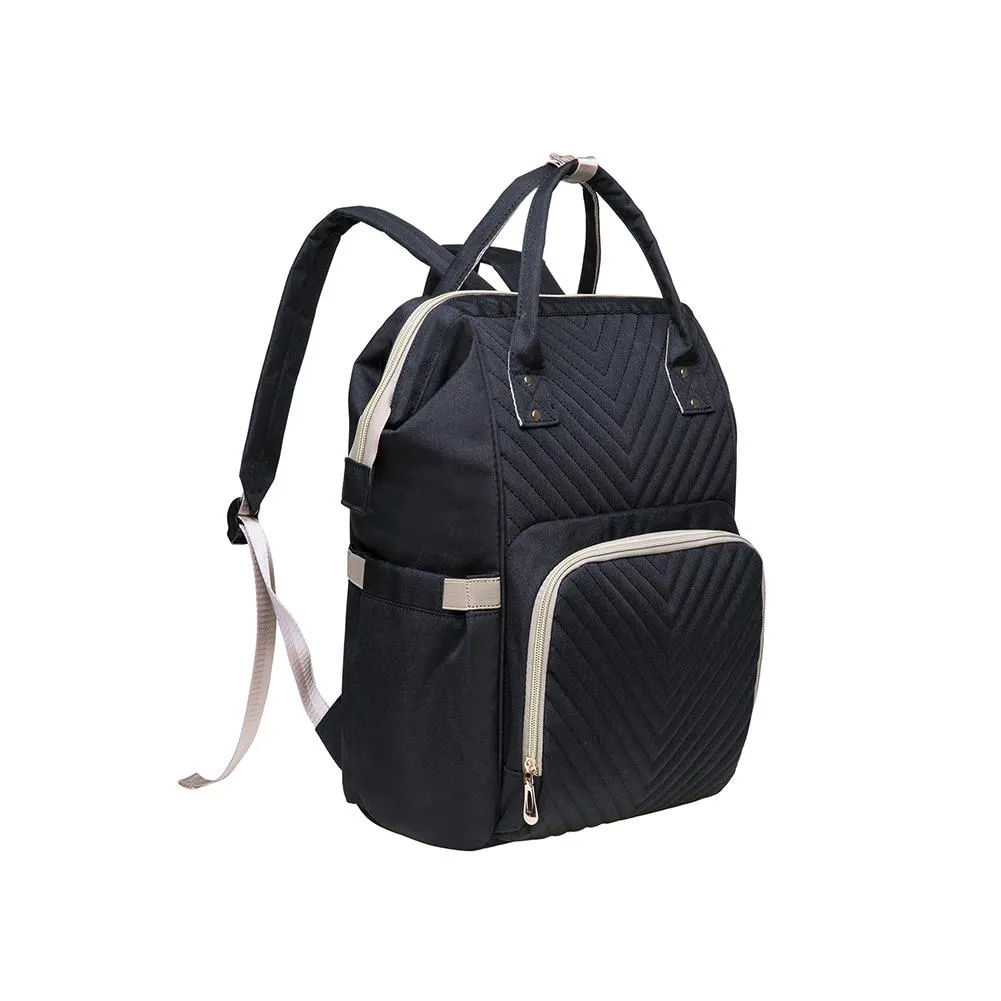 KAUKKO Diaper Bag Backpack with Pacifier Holder and Stroller straps - for Mom and Dad, Waterproof, one size, KT01-4 ( Santorini Black / 18L）