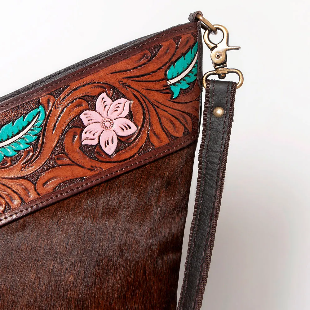 KBA122 - KBA122 -CROSS BODY Hand Tooled Saddle Leather and Upcycled Canvas Ladies Bag 15x17 KBA122 -
