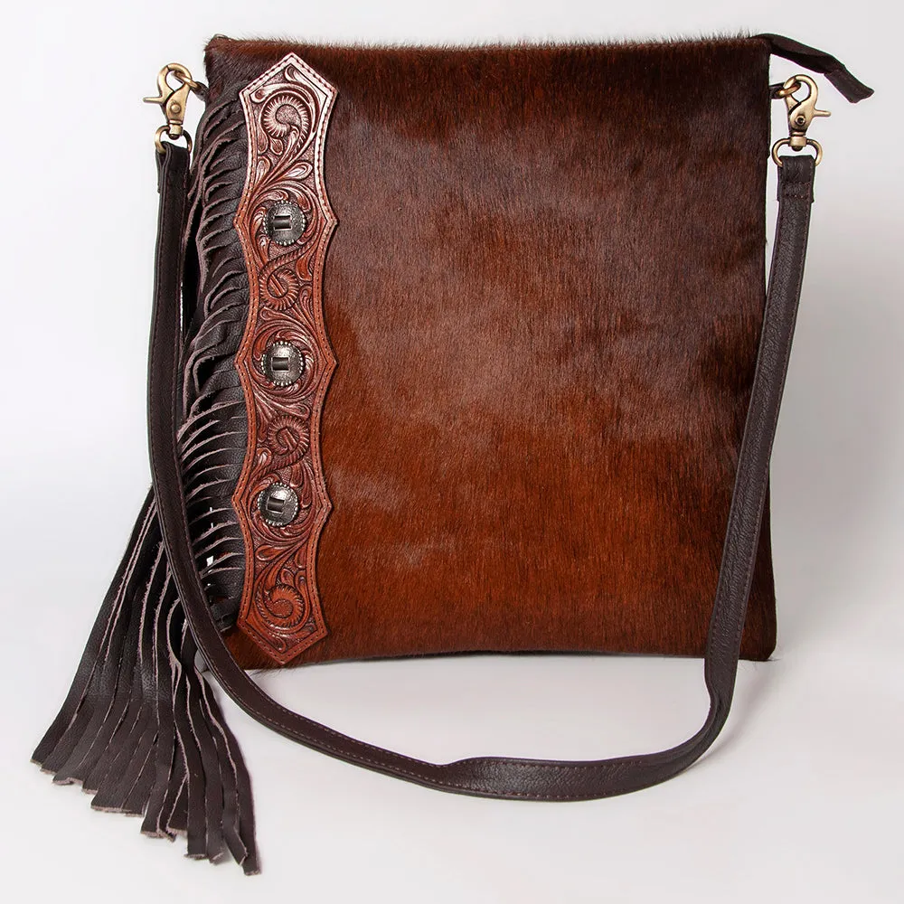 KBK102 - KBK102 -CROSS BODY Hand Tooled Saddle Leather with Cowhide Leather Ladies Bag KBK102 - KBK1