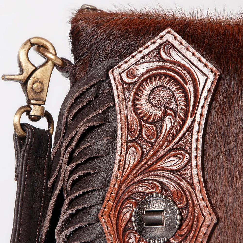 KBK102 - KBK102 -CROSS BODY Hand Tooled Saddle Leather with Cowhide Leather Ladies Bag KBK102 - KBK1
