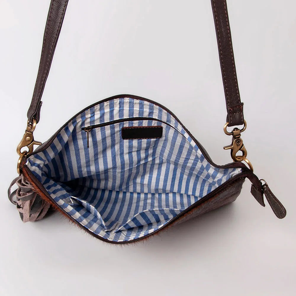 KBK102 - KBK102 -CROSS BODY Hand Tooled Saddle Leather with Cowhide Leather Ladies Bag KBK102 - KBK1